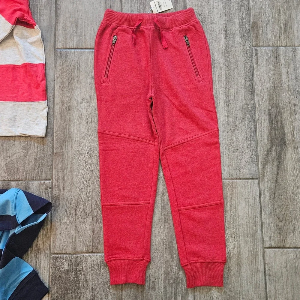Hanna Andersson Rugby Shirt Tee Joggers Lot of 3 Size 120 6-7 NEW Preppy School